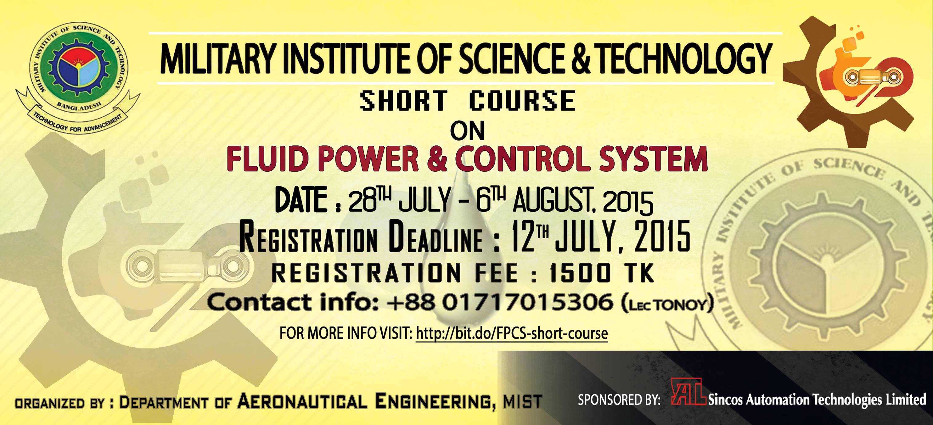 SHORT COURSE ON "FLUID POWER & CONTROL SYSTEM"